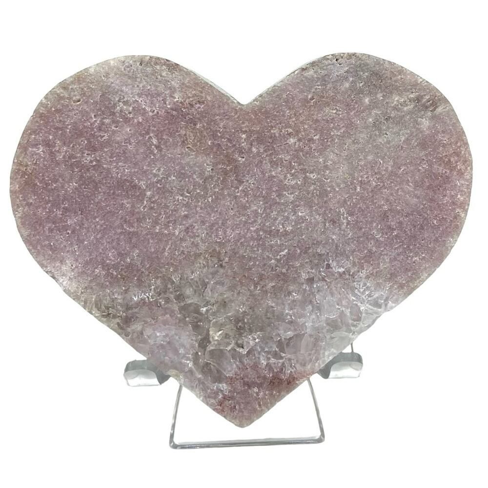 Pink Amethyst Druzy Heart Crystal Display Statement Piece Gift with Stand - Picture 11 of 11